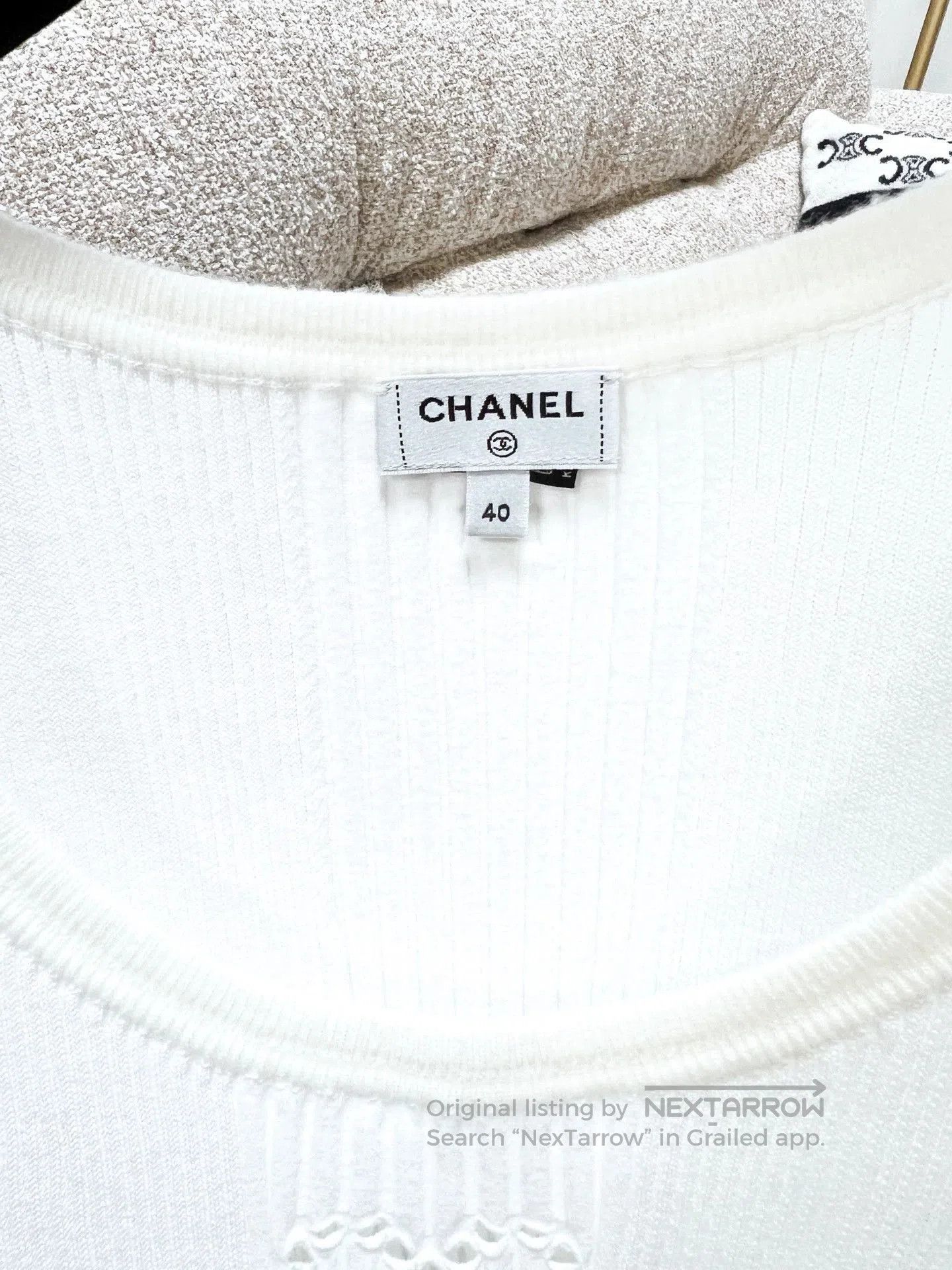Chanel Chanel 25C White Knit Sleeveless Top. Size US L / EU 52-54 / 3 - 5 Thumbnail