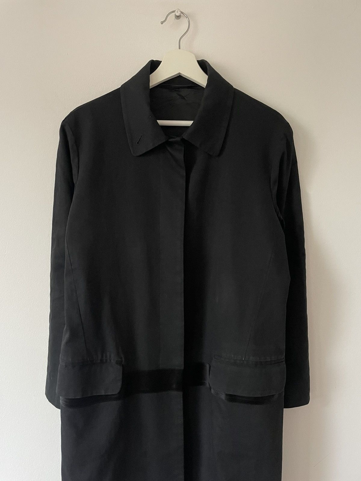 ジャケット・アウター Helmut Lang A/W 02 black stripe car coat Helmut Lang A/W 02 black silk stripe car coat