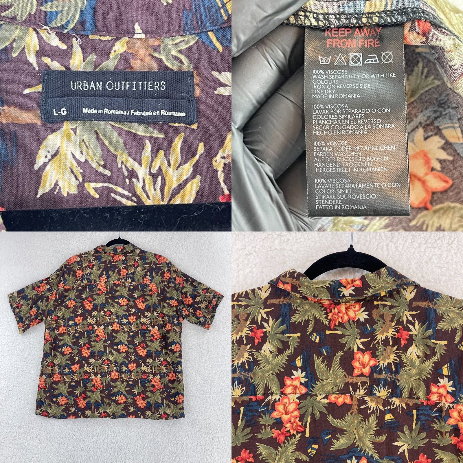 Urban Outfitters Urban Outfitters Morgan Palm Print Shirt Womens Large Brown Oversized Button-Up Size L / US 10 / IT 46 - 8 Thumbnail