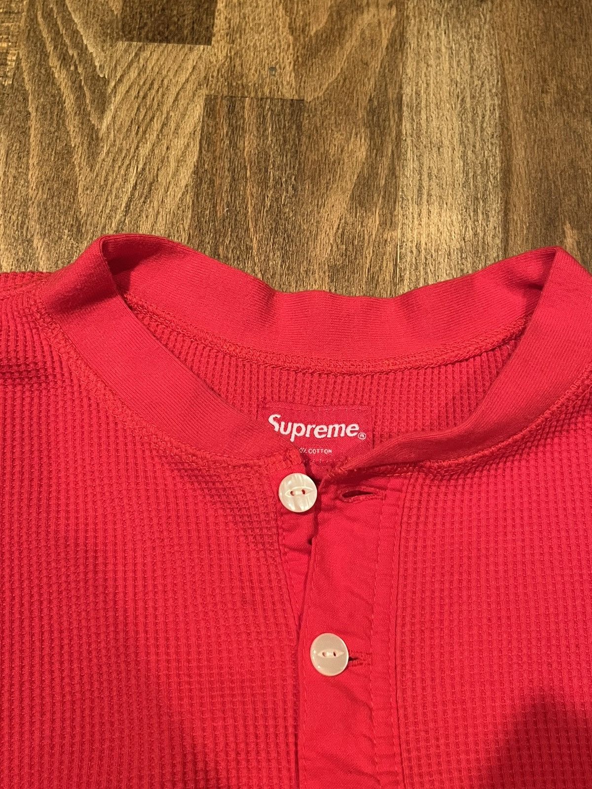 Supreme Supreme Thermal Waffle Knit Red Size US M / EU 48-50 / 2 - 2 Thumbnail