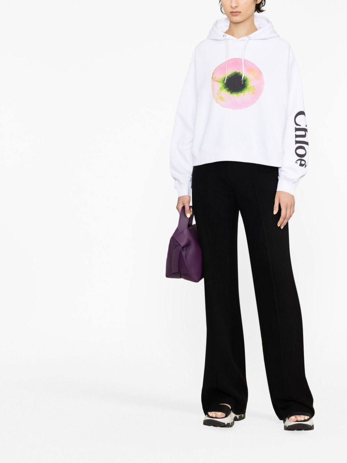 Chloe o1loc1c0425 CHC23 Hoodie in White & Pink Size M / US 6-8 / IT 42-44 - 2 Thumbnail