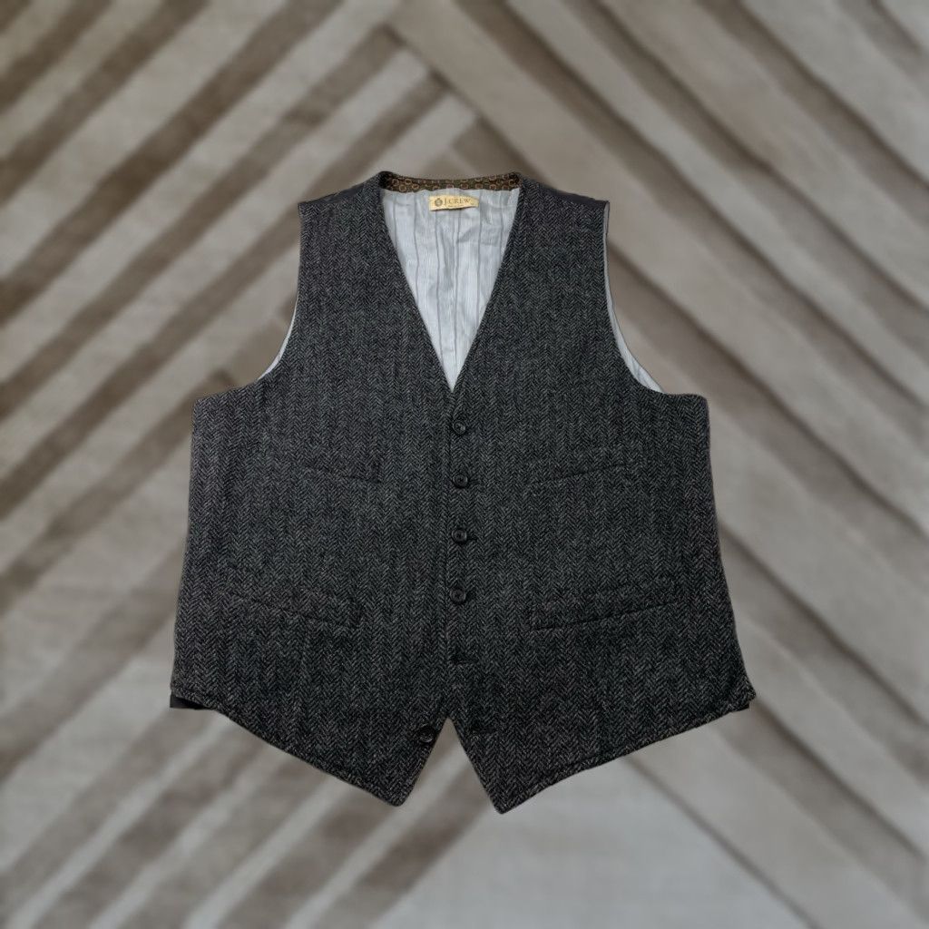 J.Crew VINTAGE J.CREW Suit Vest Men’s Tweed Wool Herringbone Gray Moon M Size US M / EU 48-50 / 2 - 1 Thumbnail