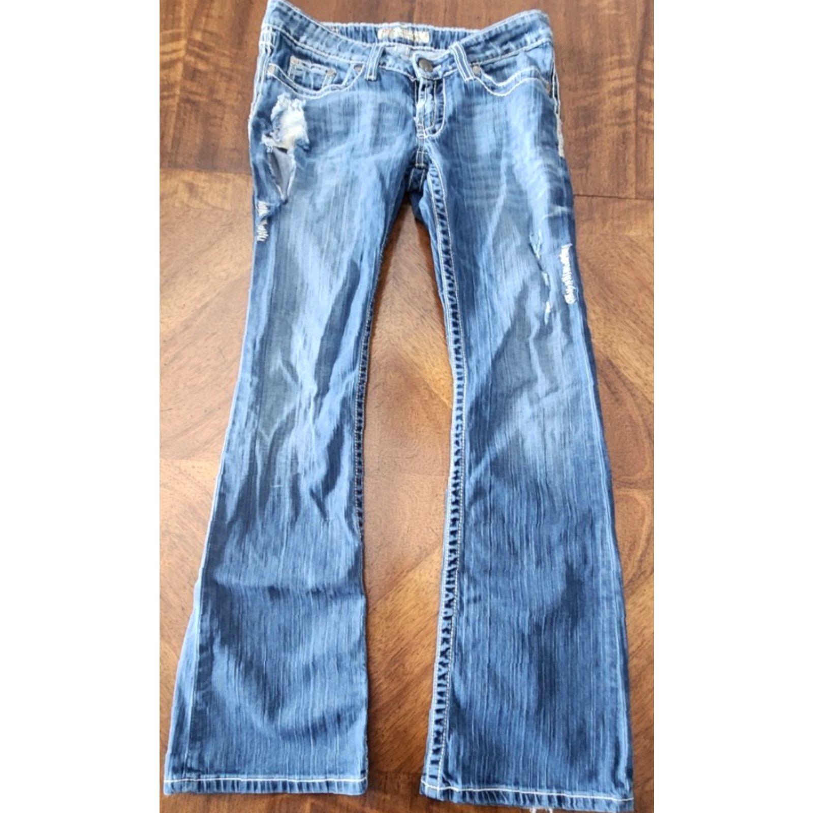 Vintage VINTAGE? No. BKE Jeans Womens 28x31.5 Blue Stella Bootcut Flare Stitch Dist Medium Wash Denim - Buckle Bke Stella Jeans Women 28 Regular Denim Size 28" / US 6 / IT 42 - 2 Thumbnail