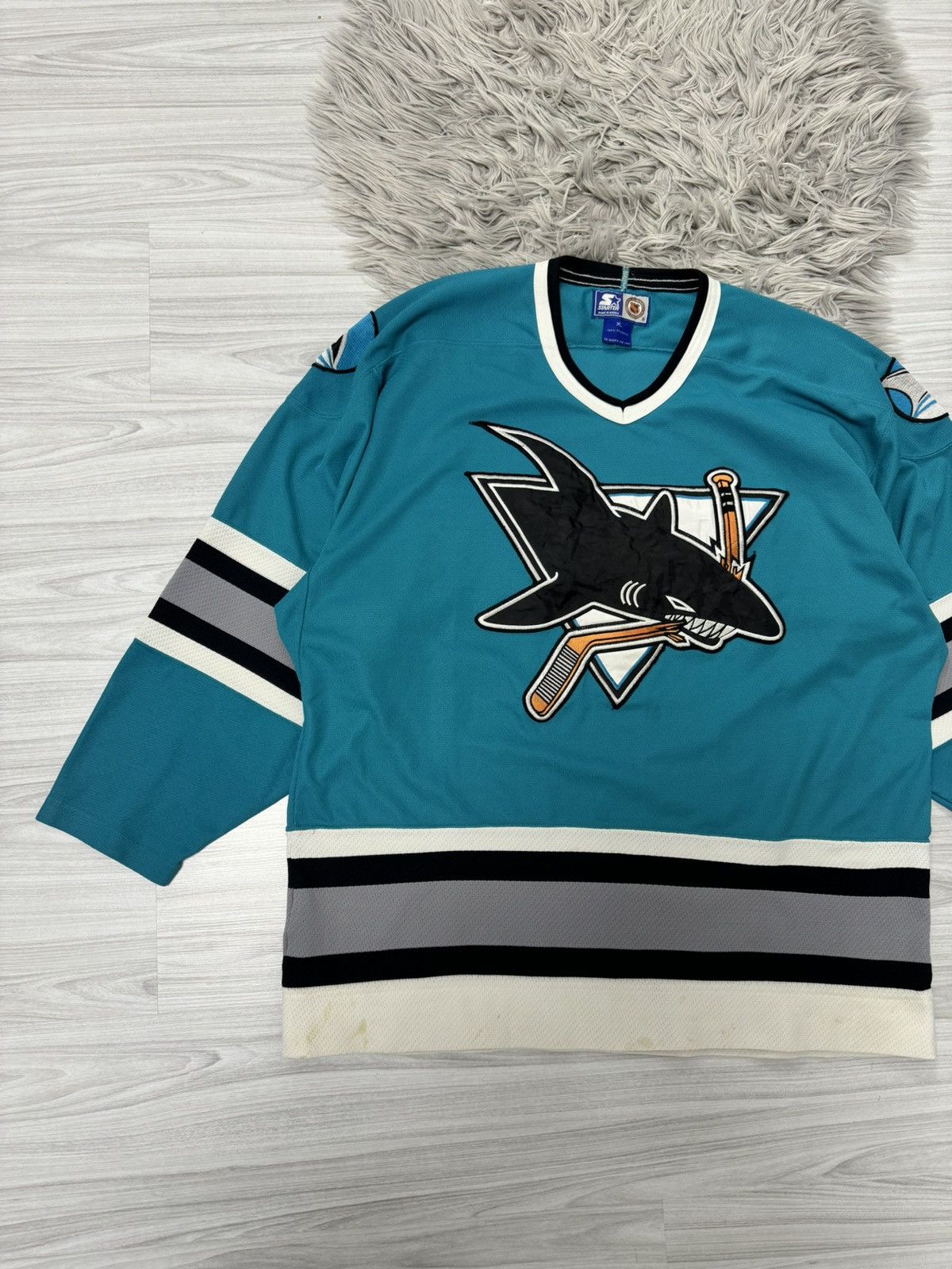 Starter × Vintage Vintage 90s Starter San Jose Sharks Hockey Jersey Size US XL / EU 56 / 4 - 5 Thumbnail