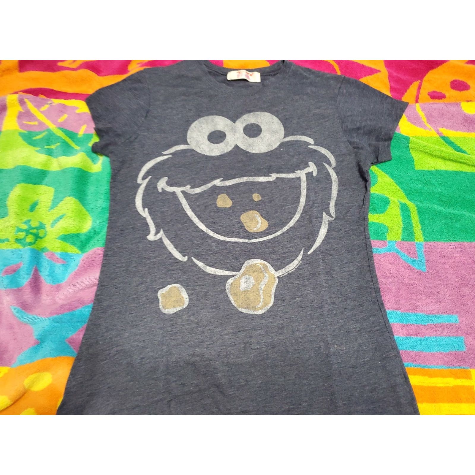 Vintage Mighty Fine Cookie Monster Sesame Street Graphic Short Sleeve T-Shirt M Women Blue Size M / US 6-8 / IT 42-44 - 4 Thumbnail