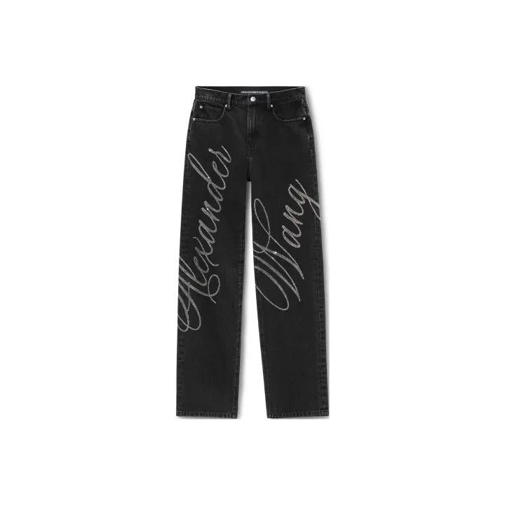 Alexander Wang Alexander Wang Crystal Logo Mid-Rise Jeans 0079 Size 26" / US 2 / IT 38 - 1 Thumbnail