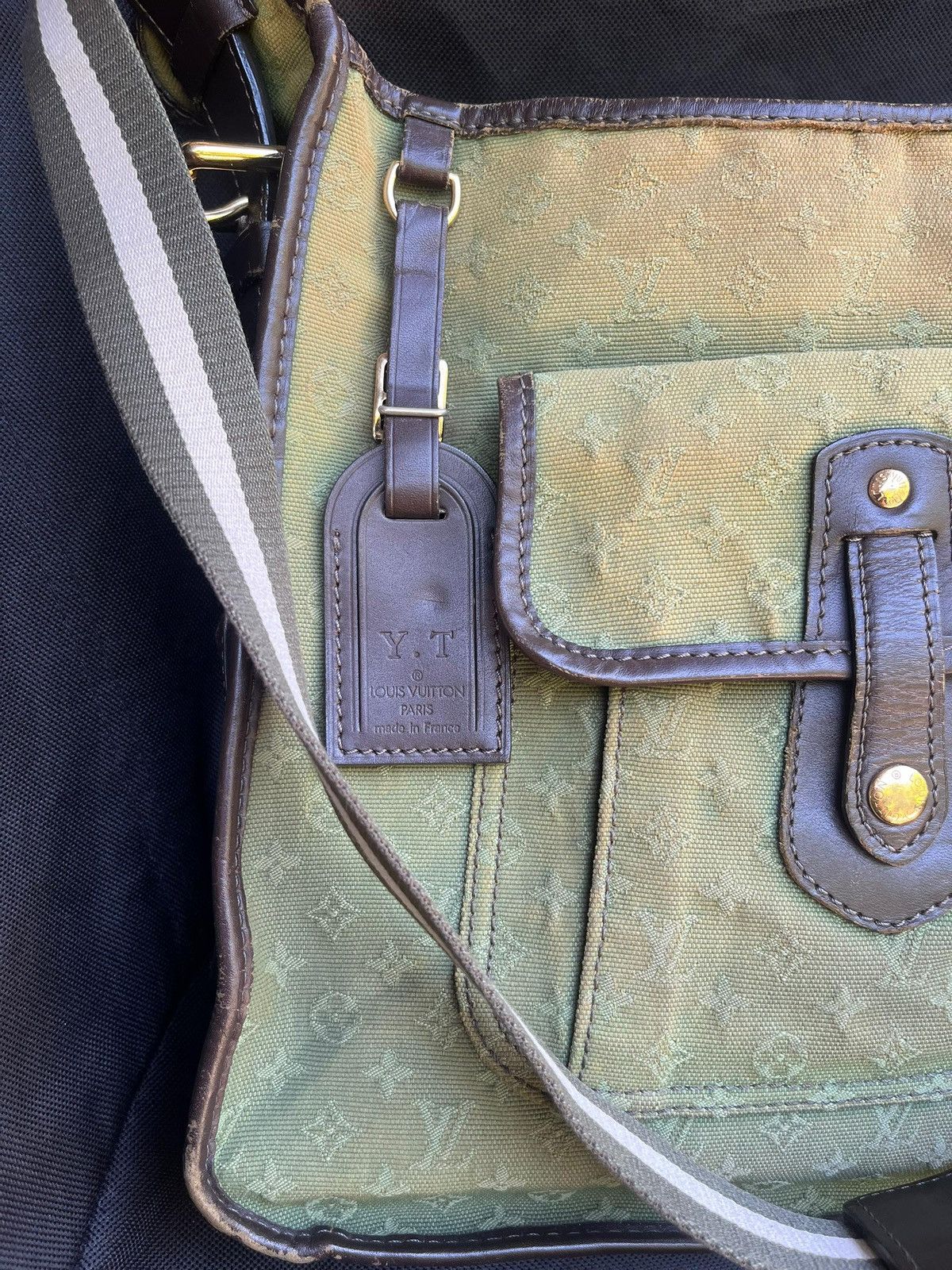 Louis Vuitton Auth LOUIS VUITTON Green Monogram Mini Lin Mary Kate Besace Size ONE SIZE - 6 Thumbnail