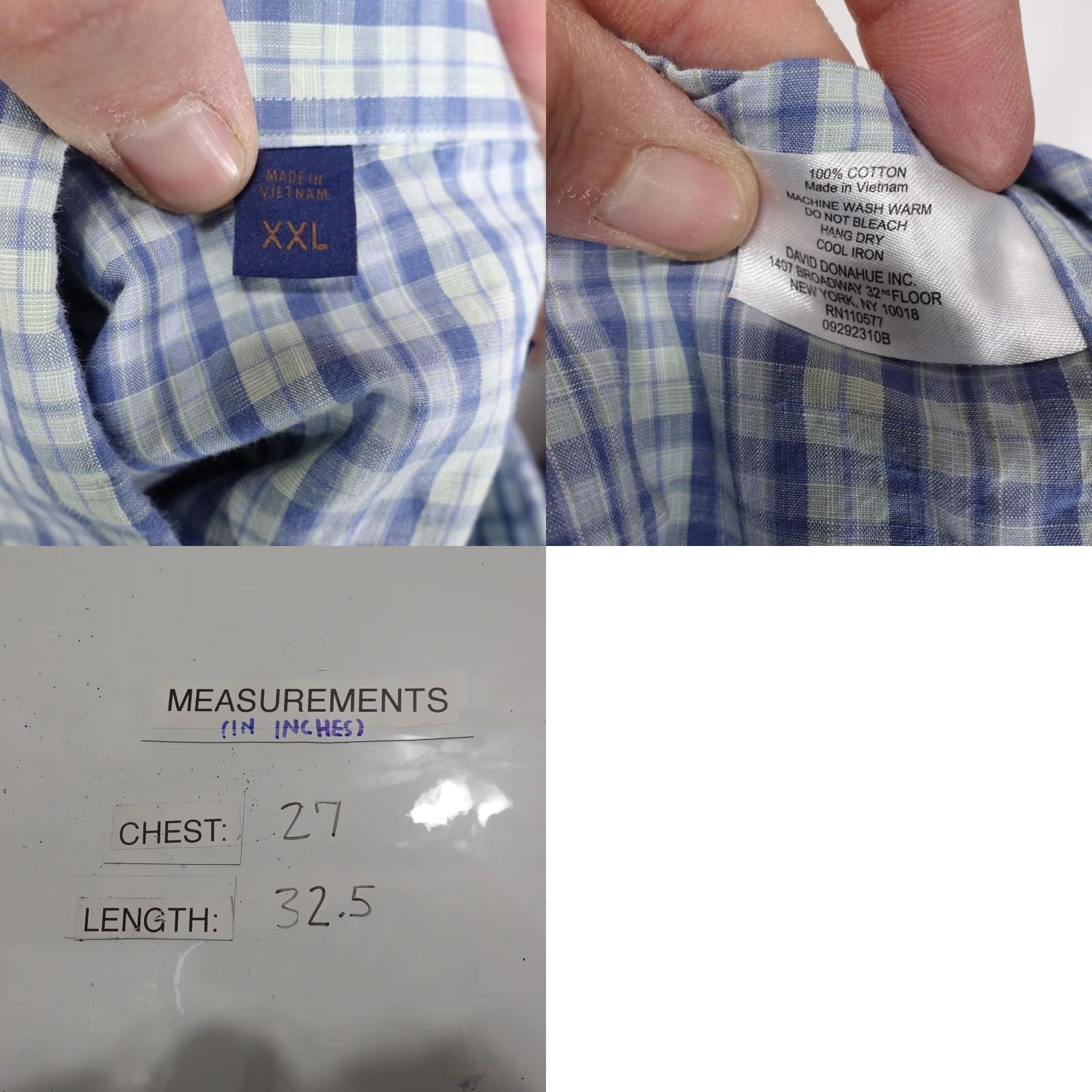 David Donahue VINTAGE David Donahue Shirt Mens 2XL Blue Green Plaid Button Down Long Sleeve Shirt Mens 2XL Blue Green Check Plaid Dress Shirt Size US XXL / EU 58 / 5 - 8 Thumbnail