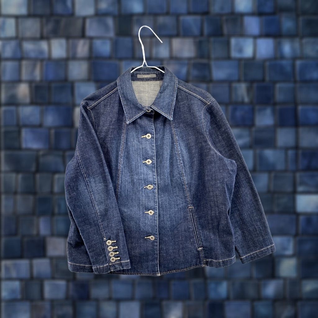 Liz Claiborne Liz Claiborne Denim Jacket Womens Size 1P Petite Dark Wash Button Up Jean Denim Casual Size 25" / US 0 / IT 36 - 1 Thumbnail