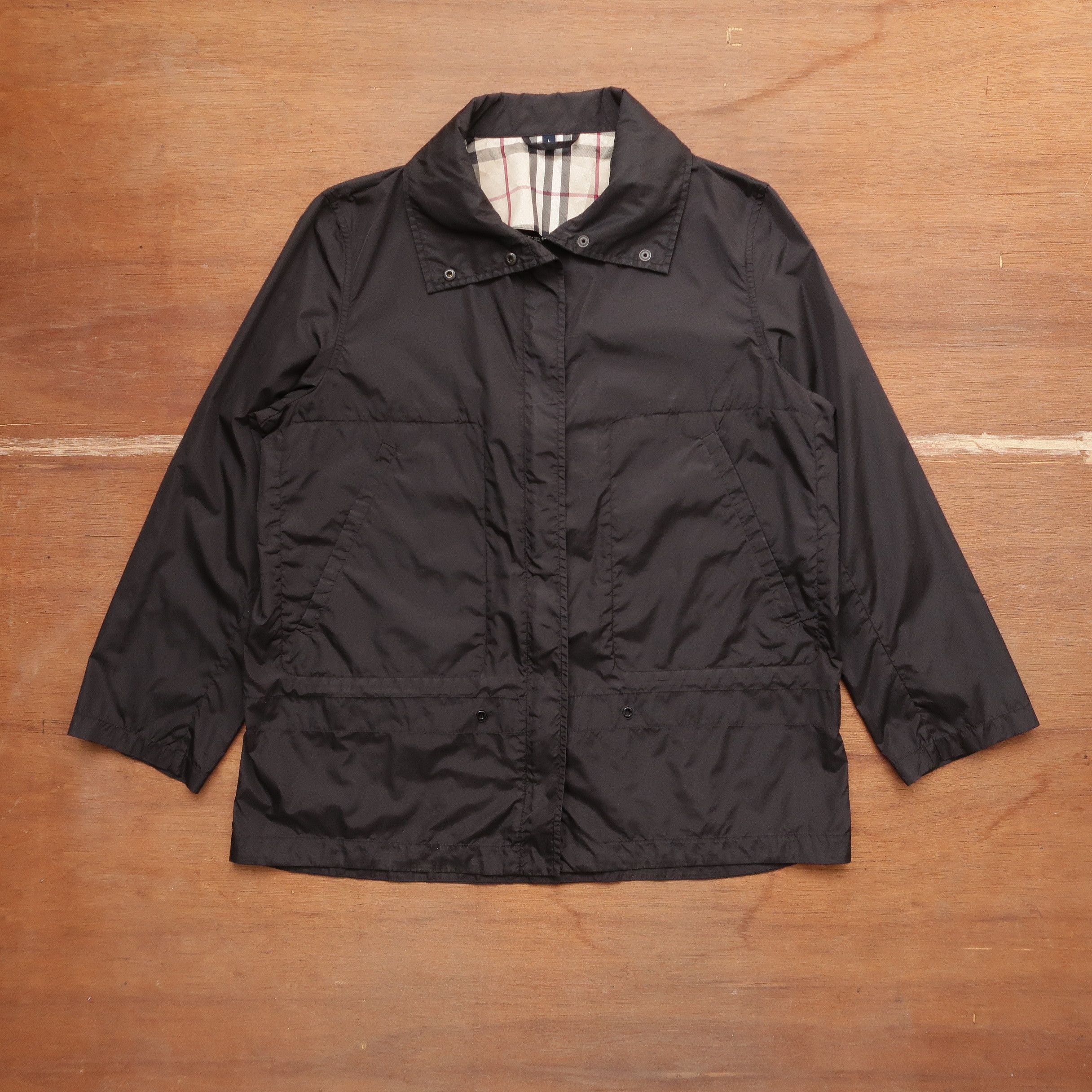 BURBERRY BLACK LABEL harrington jacket 黒 Burberry Cotton Harrington Jacket in Black/tan - Men