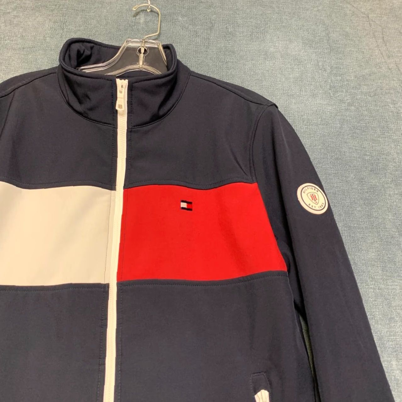 Tommy Hilfiger Tommy Hilfiger Softshell Jacket Men Small Blue Colorblock Fleece Lined Mock Neck Size US S / EU 44-46 / 1 - 5 Thumbnail
