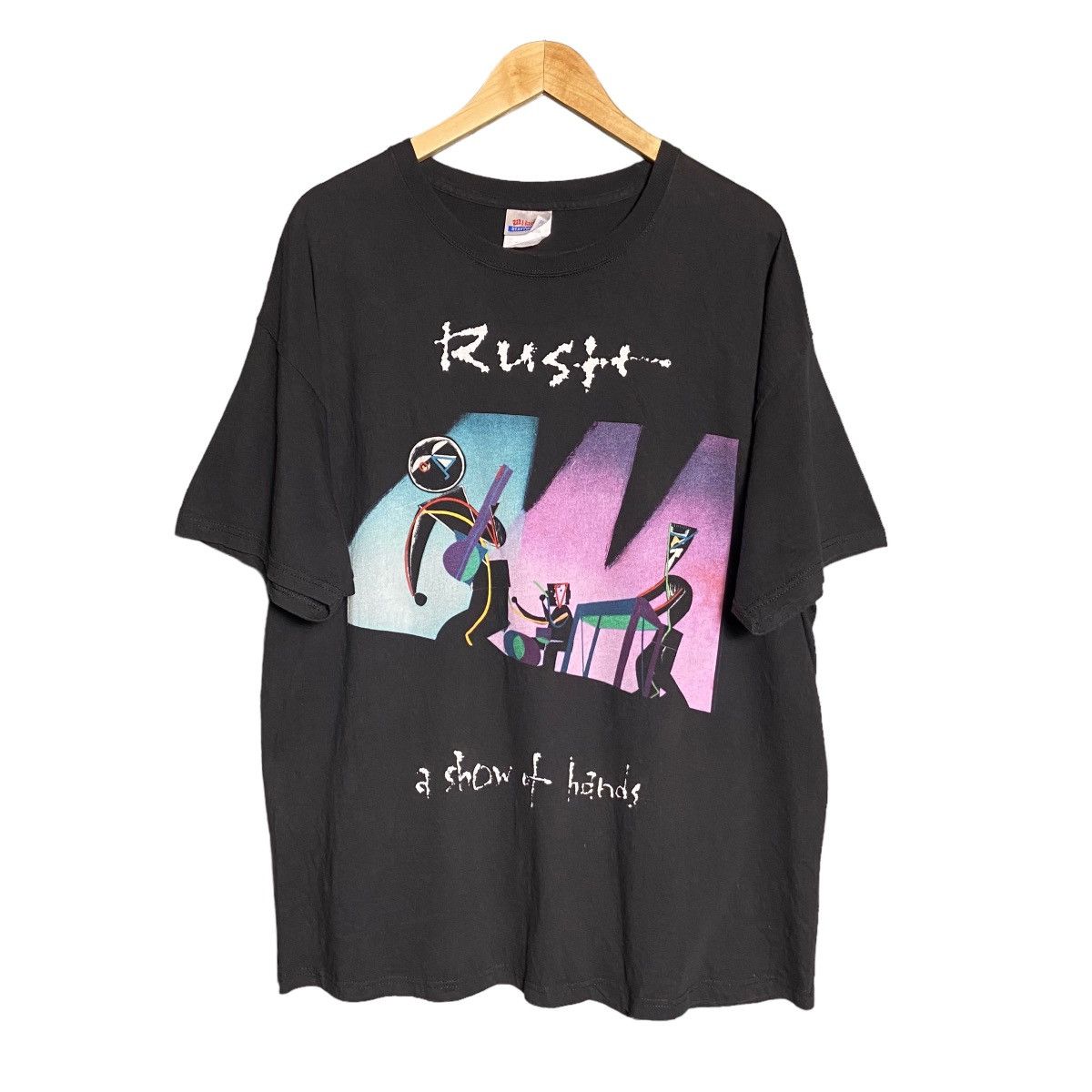 image of Arts Science x Band Tees Vintage Rush A Show Of Hands Band Tee in Black, Men's (Size XL)