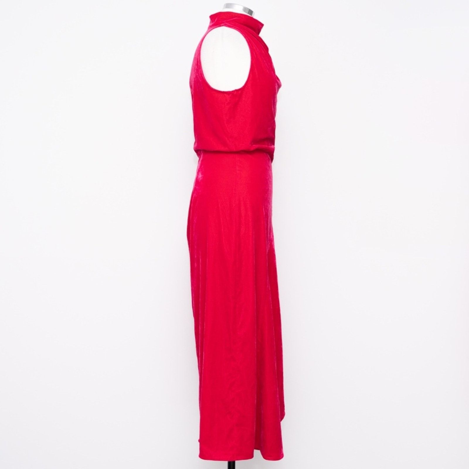 Reiss Reiss: Giannon Velvet Funnel Neck Asymmetric Midi Dress. Size M / US 6-8 / IT 42-44 - 4 Thumbnail