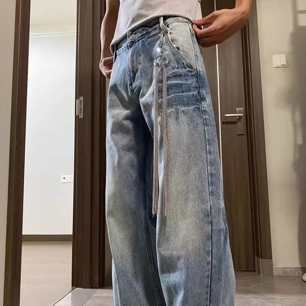 Japanese Brand Kimiko x Ryou Men's blue washed retro street straight jeans Size US 32 / EU 48 - 5 Thumbnail