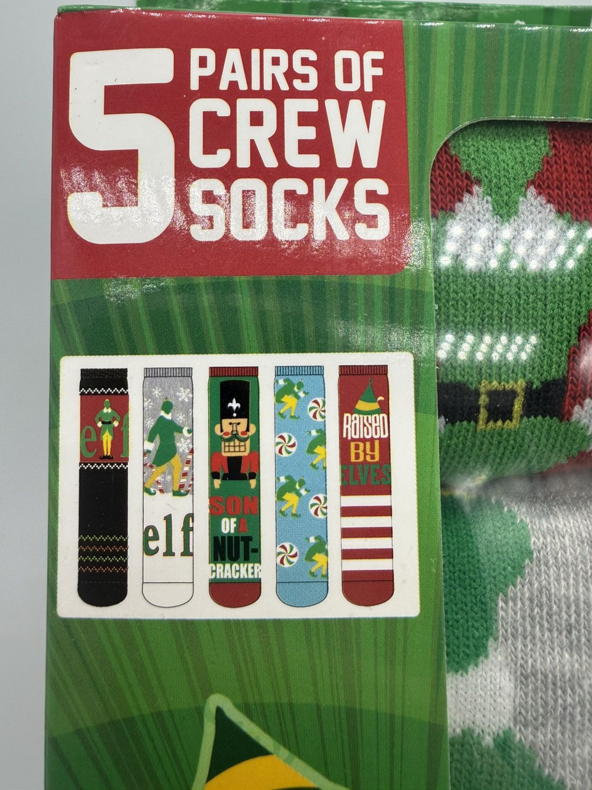 Warner Bros 5 Pair Mens Casual Crew Socks ELF Christmas Holiday Theme Size ONE SIZE - 2 Thumbnail