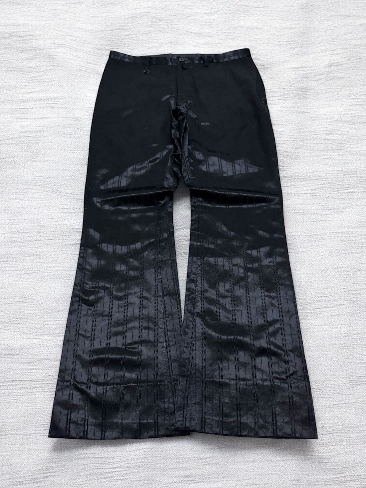 Tete Homme Vintage Tete Homme Black Glossy Flare Pants Bell Bottoms Size US 29 - 1 Thumbnail