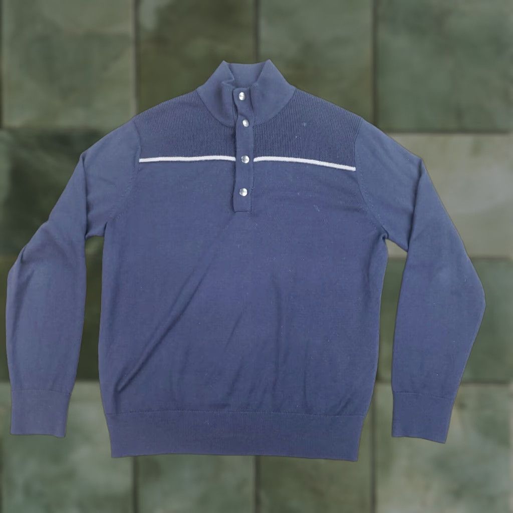 Banana Republic Banana Republic Mens Large Blue Long Sleeve Mock Neck Sweater Size US L / EU 52-54 / 3 - 1 Thumbnail