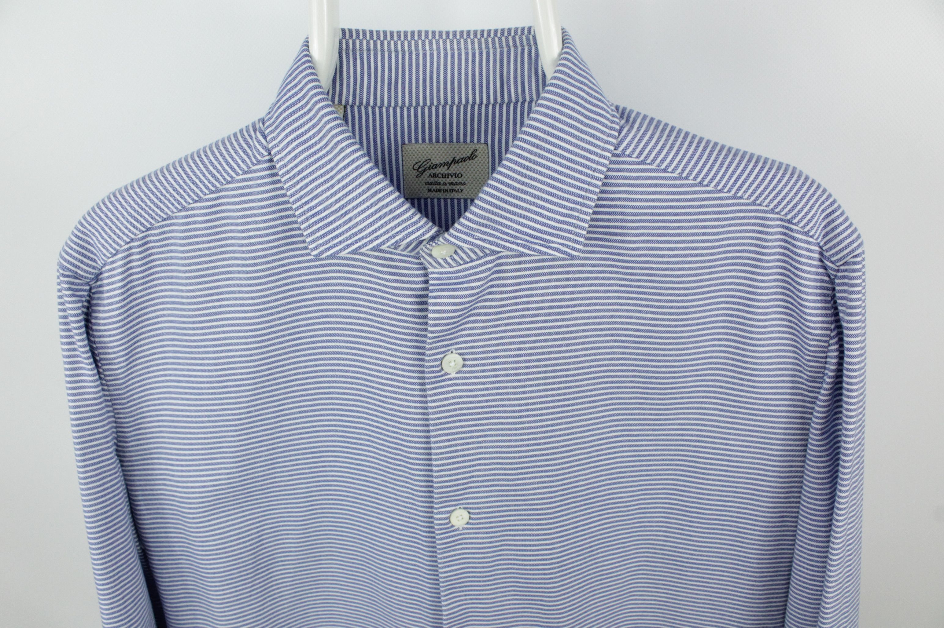Other Giampaolo Archivio Striped Cotton Dress Shirt Men's Size US M / EU 48-50 / 2 - 2 Thumbnail