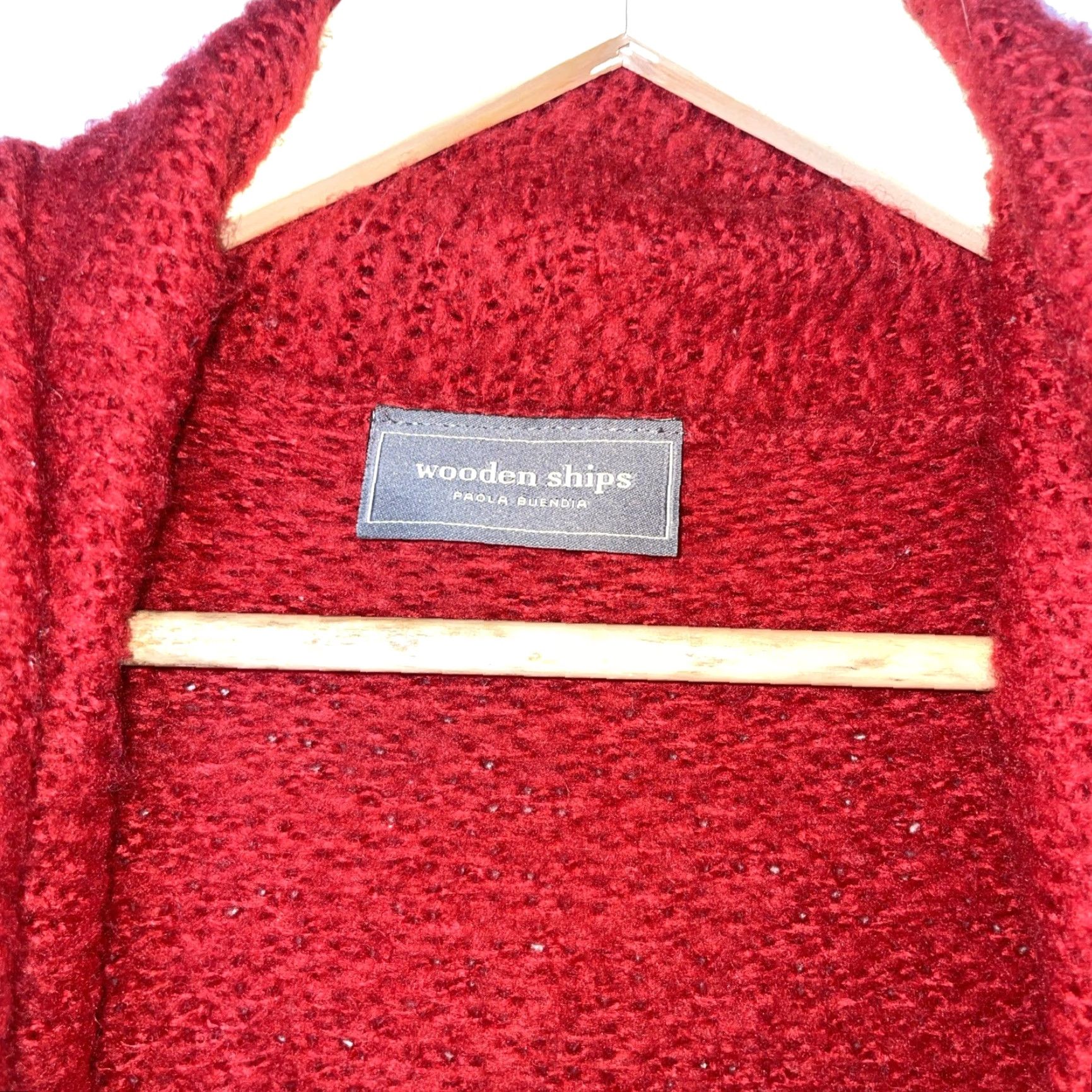 Vintage VINTAGE Wooden Ships Cardigan Sweater Red Open Womens S/M Acrylic Mohair Wool Blend Size S / US 4 / IT 40 - 4 Thumbnail