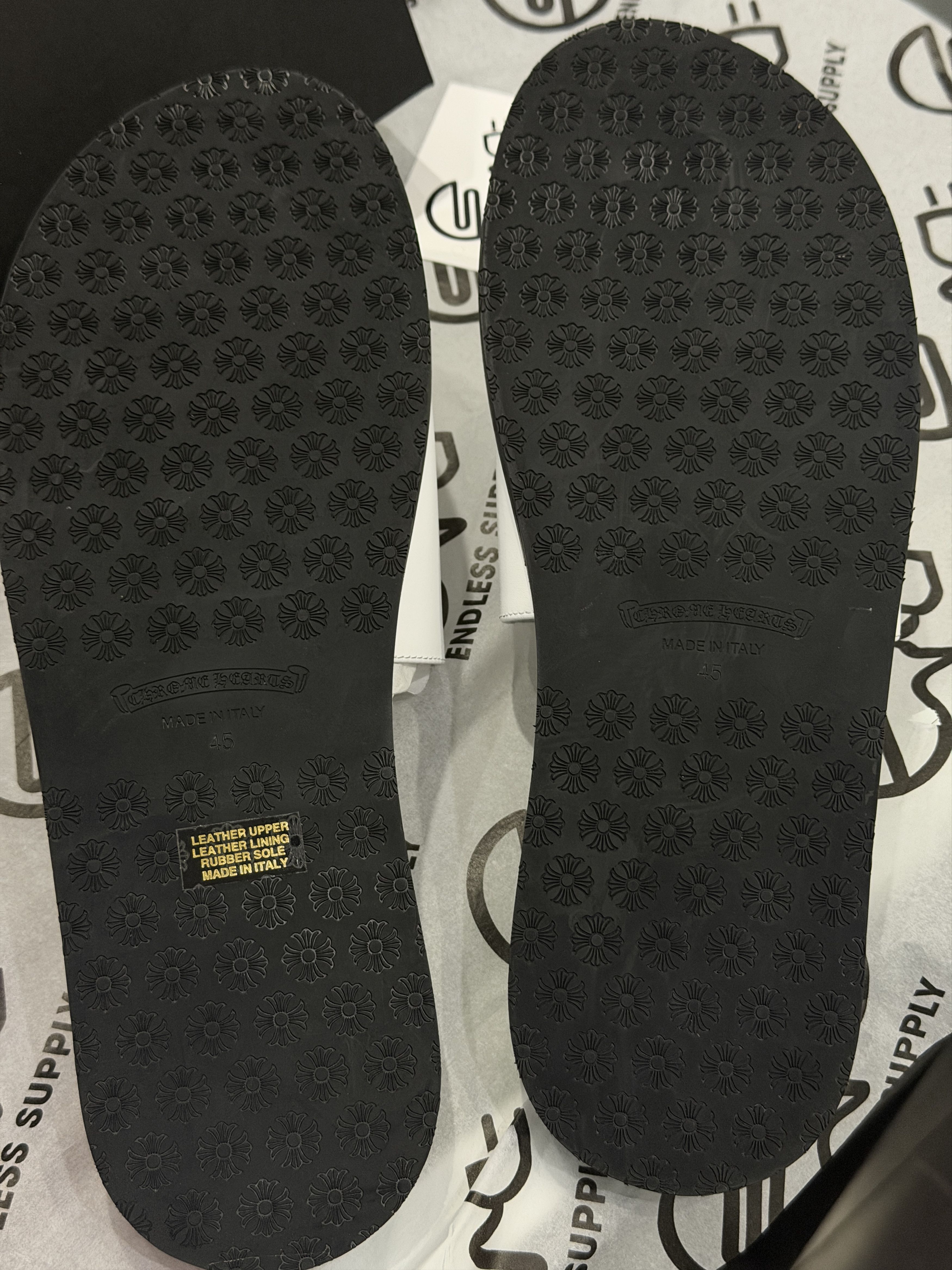 Chrome Hearts Chrome Hearts Leather Cross Patch Slides White Size US 12 / EU 45 - 4 Thumbnail