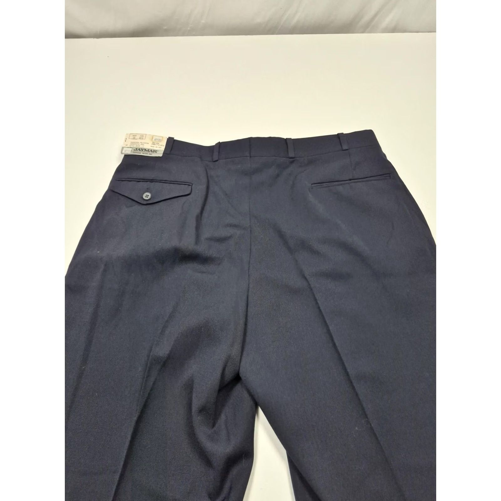 Vintage VTG Jaymar Dress Pants Mens 38x36 Blue Wool Pleated Straight Unhemmed NWT USA Size US 38 / EU 54 - 6 Thumbnail