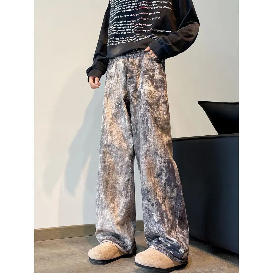 Japanese Brand Retro loose splashed ink printed jeans Size US 32 / EU 48 - 2 Thumbnail
