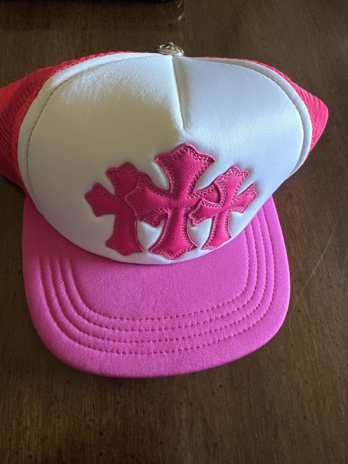 image of Chrome Hearts Miami Exclusive Pink Parches Trucker Hat, Men's