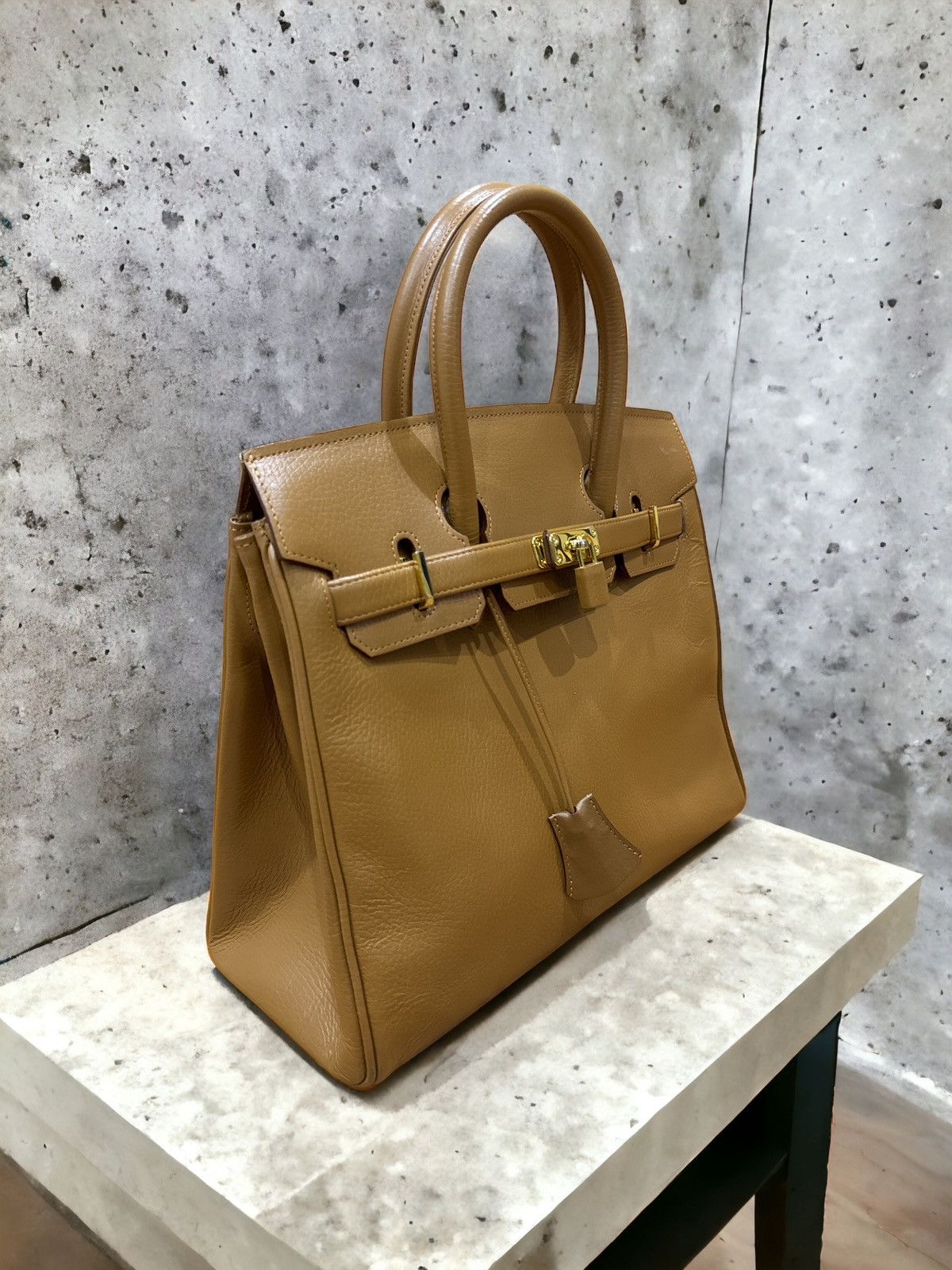 Handmade HANDMADE LEATHER BEIGE 'BIRKIN' BAG Size ONE SIZE - 4 Thumbnail