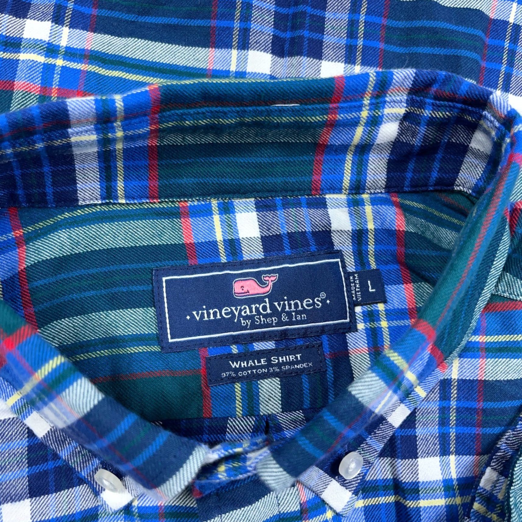 Vineyard Vines VINEYARD VINES Flannel Shirt Men L Green Blue Plaid Button-Up Whale Shirt Size US L / EU 52-54 / 3 - 3 Thumbnail