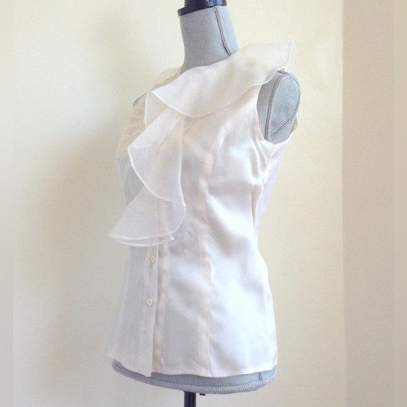 Rock & Republic NEW $945 Rock & Republic Tailor Made Runway White Silk Ruffl Size S / US 4 / IT 40 - 13 Thumbnail