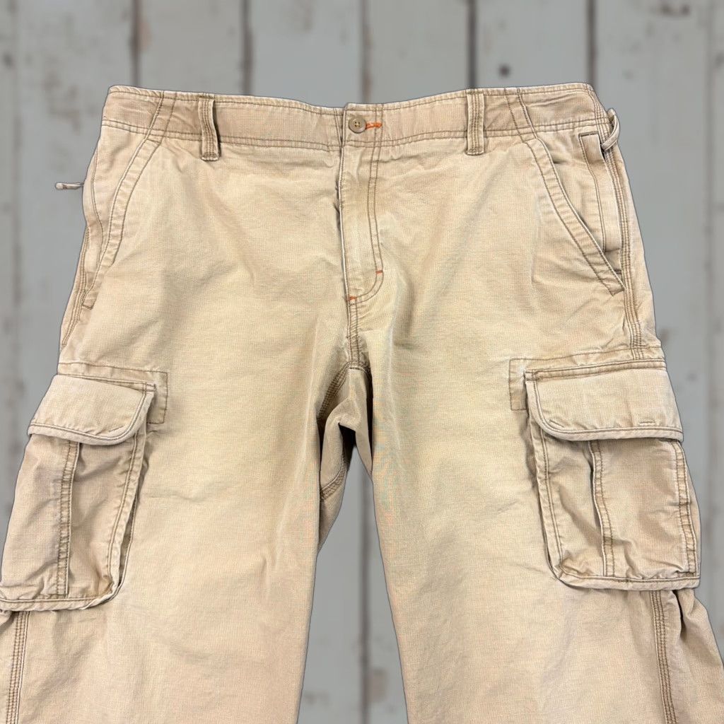 Vintage L.L. Bean Pants Mens 38 Cargo Canvas Beige Cotton Workwear Regular Straight Cargo Pocket 30 In Inseam 38x30 Mens Size US 38 / EU 54 - 1 Thumbnail
