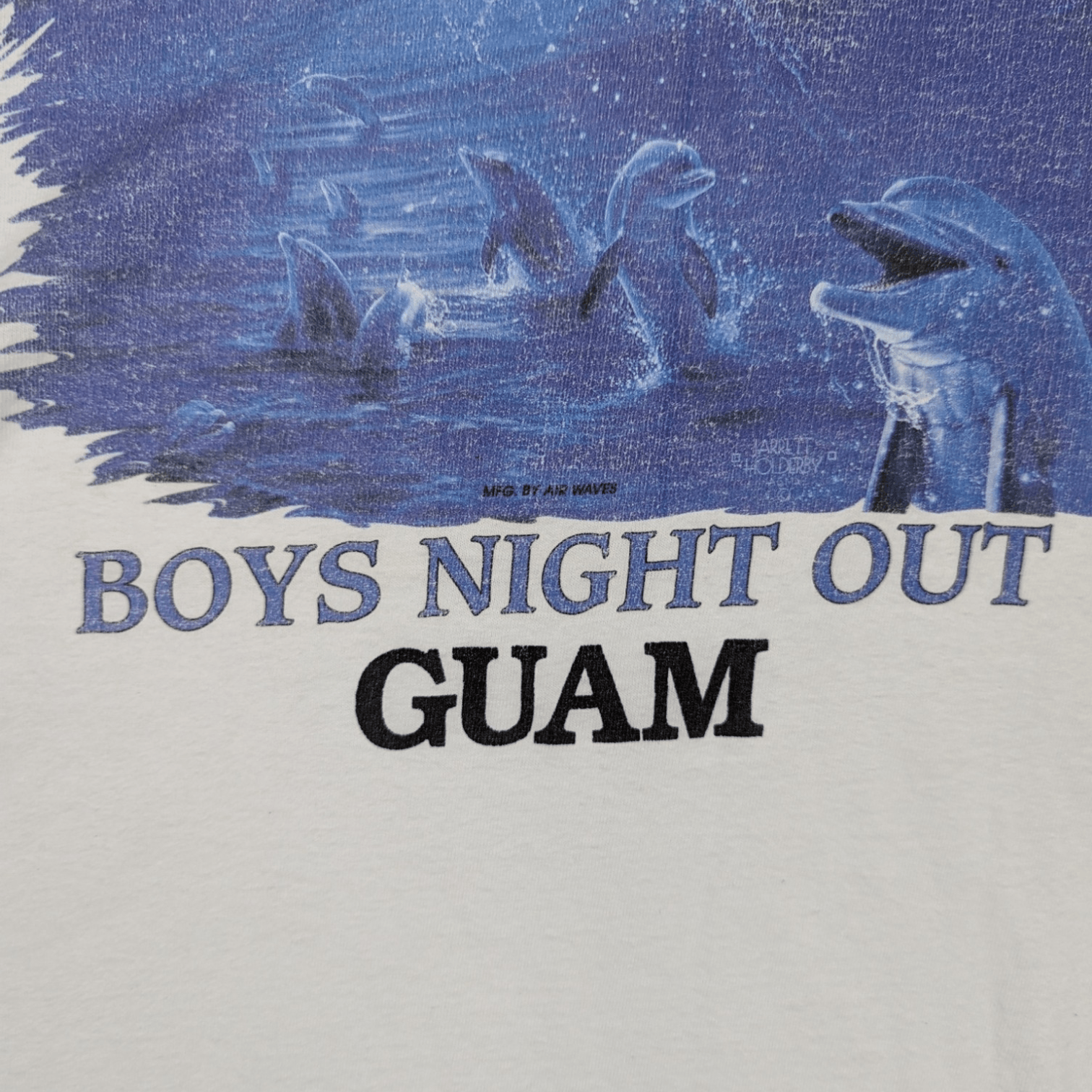 Vintage 90's BOYS NIGHT OUT Dolphins Guam T Shirt Single Stitches Size US L / EU 52-54 / 3 - 6 Thumbnail