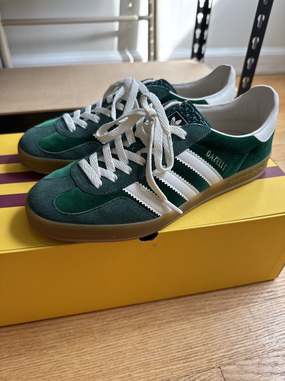 adidas gazelle silver green womens adidas Gazelle ADV Shoes - Unisex - Green / Cloud White / Gold main image 1