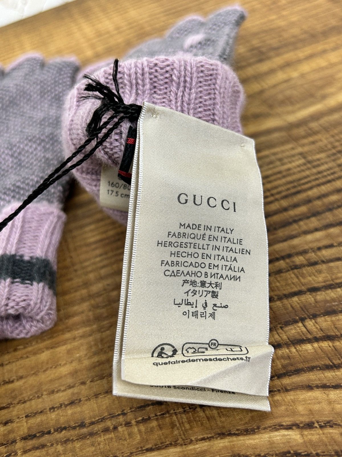 Gucci BNWT Gucci GG Cashmere Fingerless Glover Grey/Pink S Size ONE SIZE - 6 Thumbnail