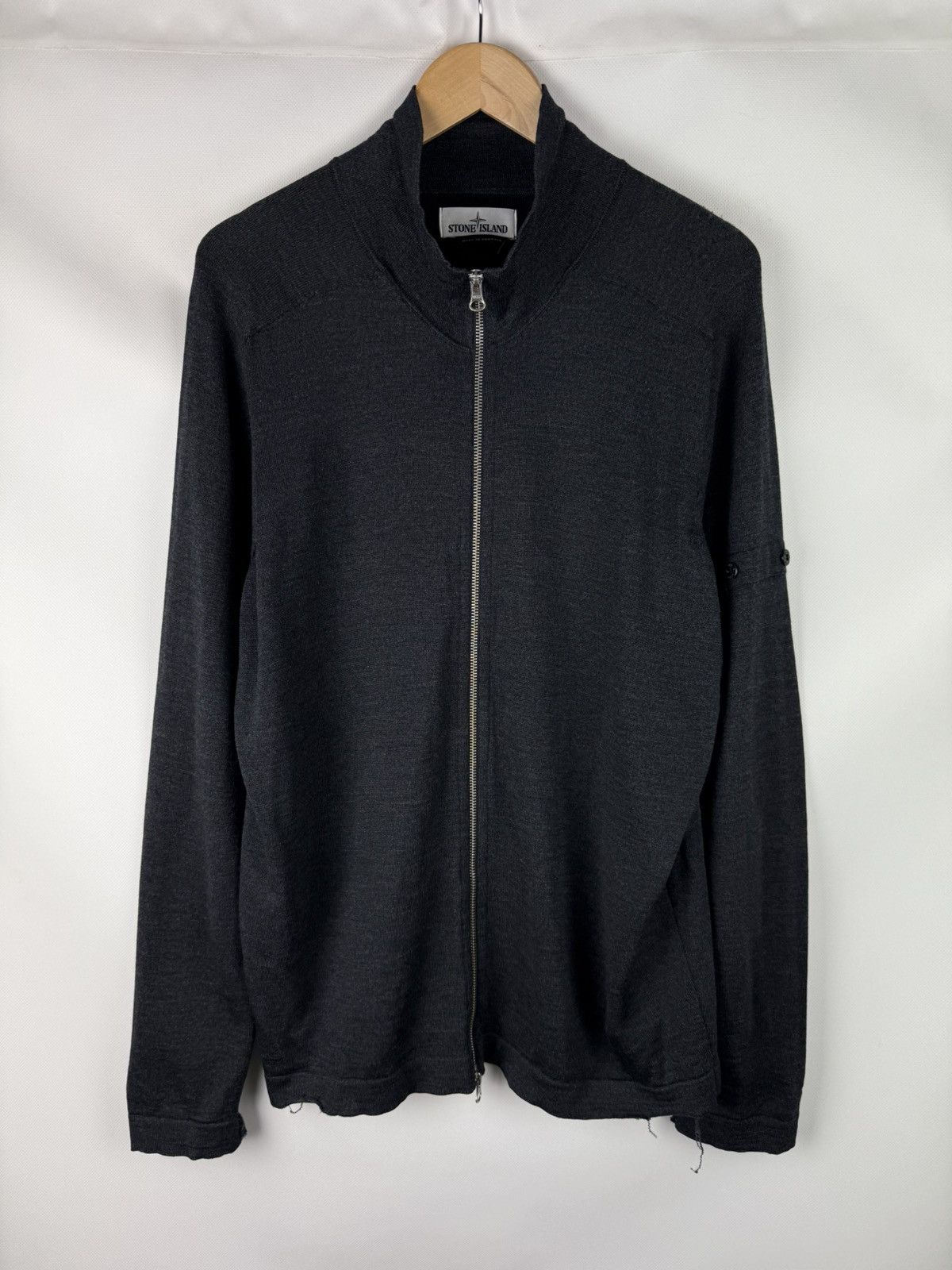 Stone Island Stone Island Men’s Distressed Full Zip Wool Sweater Size US XL / EU 56 / 4 - 1 Thumbnail