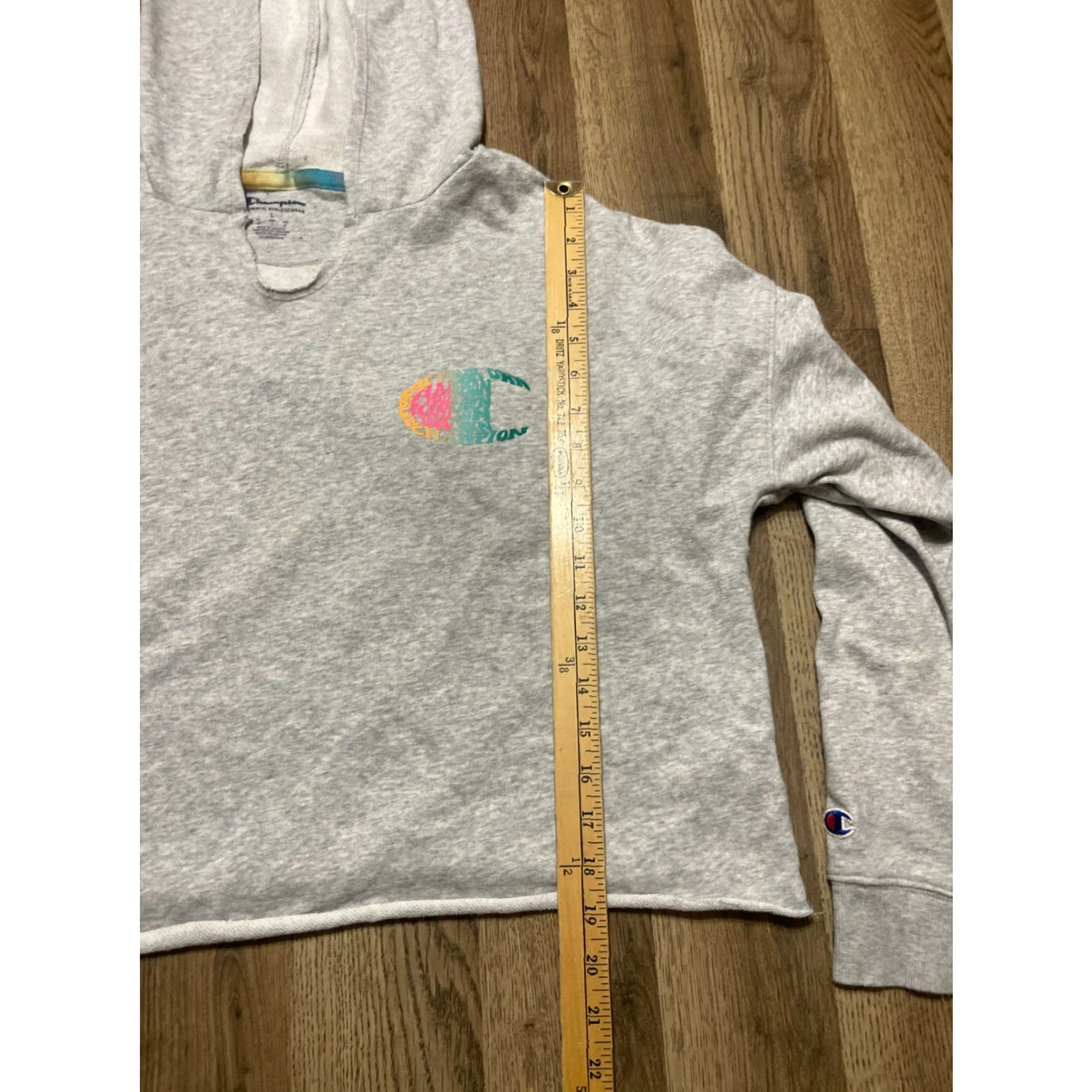 Champion Champion Hoodie Women’s L Gray Pullover V-Neck Crop, Long Sleeve, Casual, Free Return, Regular Fit, Brand Champion, Modern Style Size L / US 10 / IT 46 - 7 Thumbnail