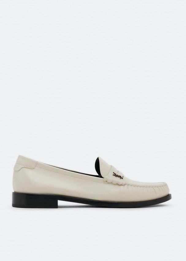 Saint Laurent Paris o1bcso1str0425 Le Loafer Penny Slippers in White Size US 12 / EU 45 - 1 Thumbnail