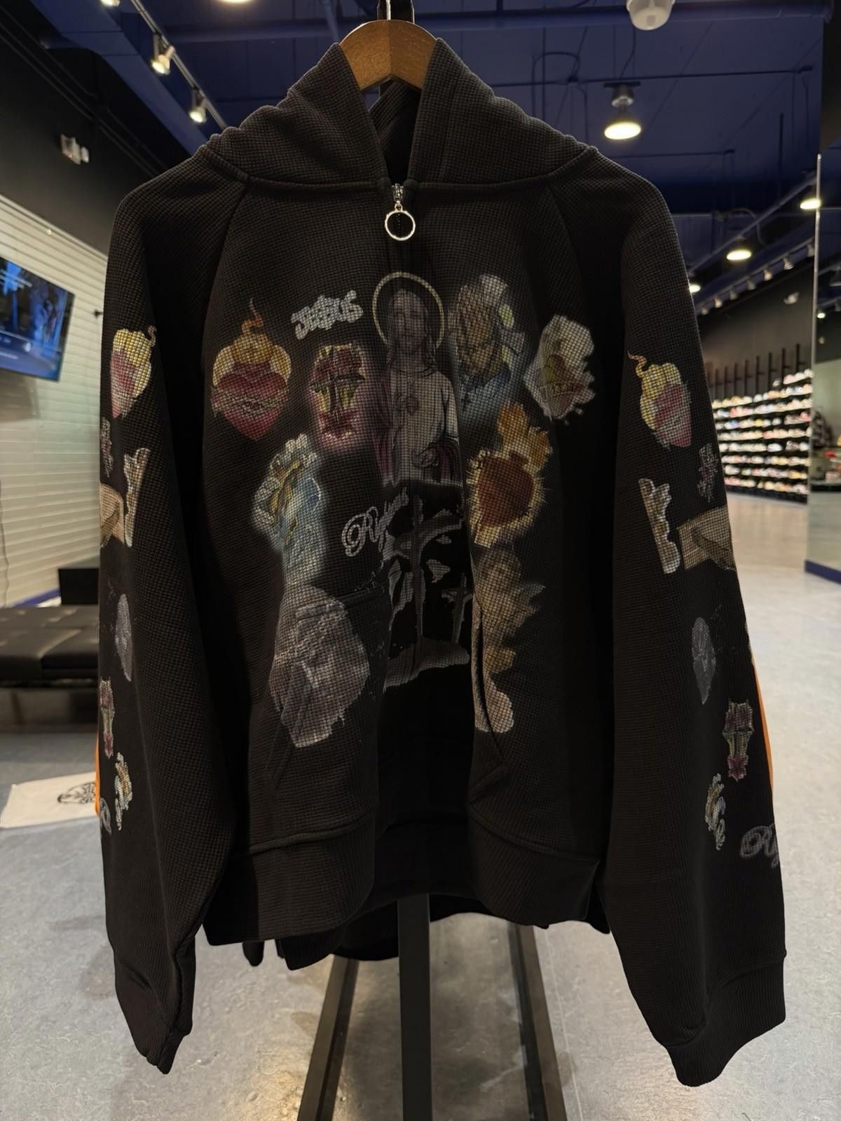 Other Medium - We Are Righteous Black Thermal Zip Up Jesus Hoodie Size US M / EU 48-50 / 2 - 2 Thumbnail