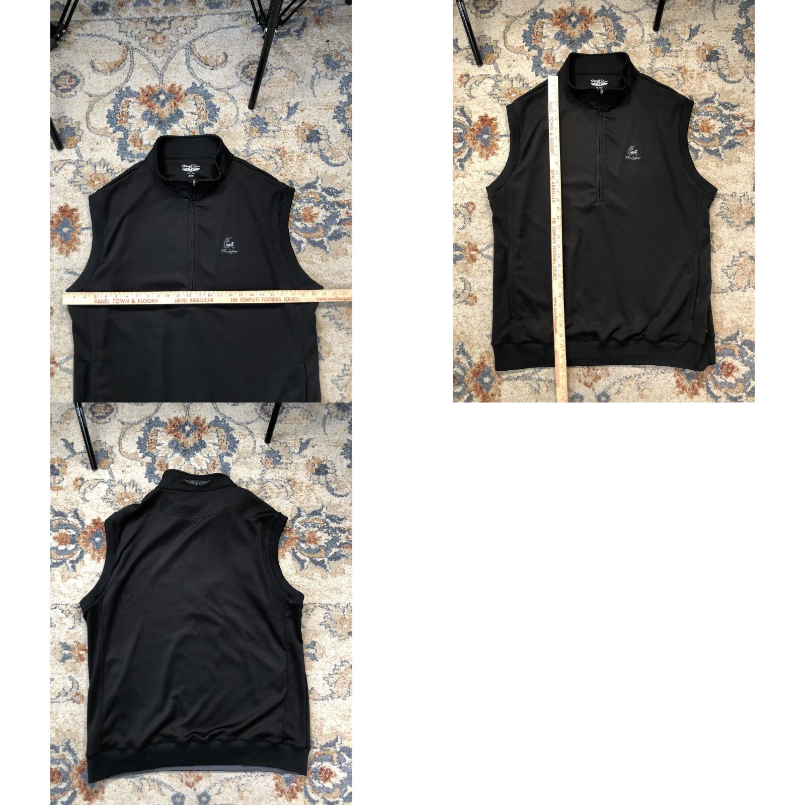 Vintage Straight Down Mens Vest 2XL Black 1/4 Zip Mock Neck Pockets Logo Embroidered Sleeveless Knitted Sweater Vest Size US XXL / EU 58 / 5 - 8 Thumbnail
