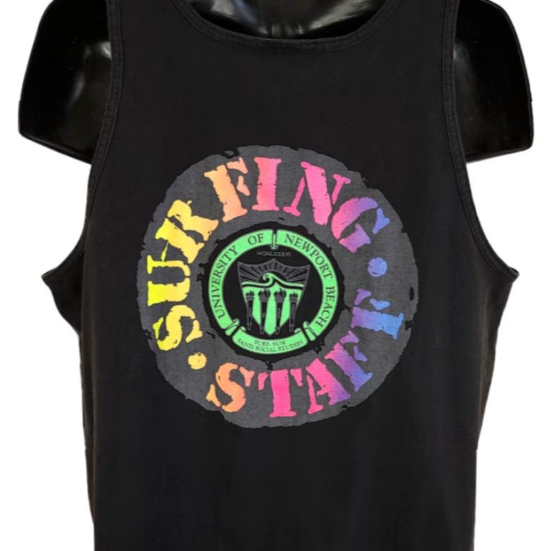 Vintage VINTAGE Newport Beach Surfing Tank Top Mens Size Large 90s Surfer Made In USA Tank Mens Black Cotton 1990s Surfer Waves 80s 90s Surf & Skate Boys Mens Size US L / EU 52-54 / 3 - 4 Thumbnail