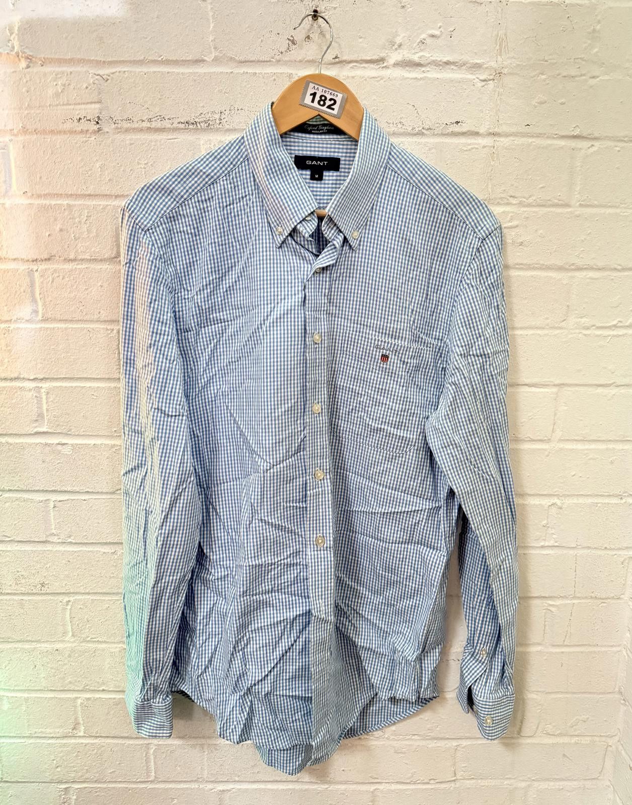 Gant GANT Men's Blue and White Checked Button-Up Shirt Size US M / EU 48-50 / 2 - 1 Thumbnail