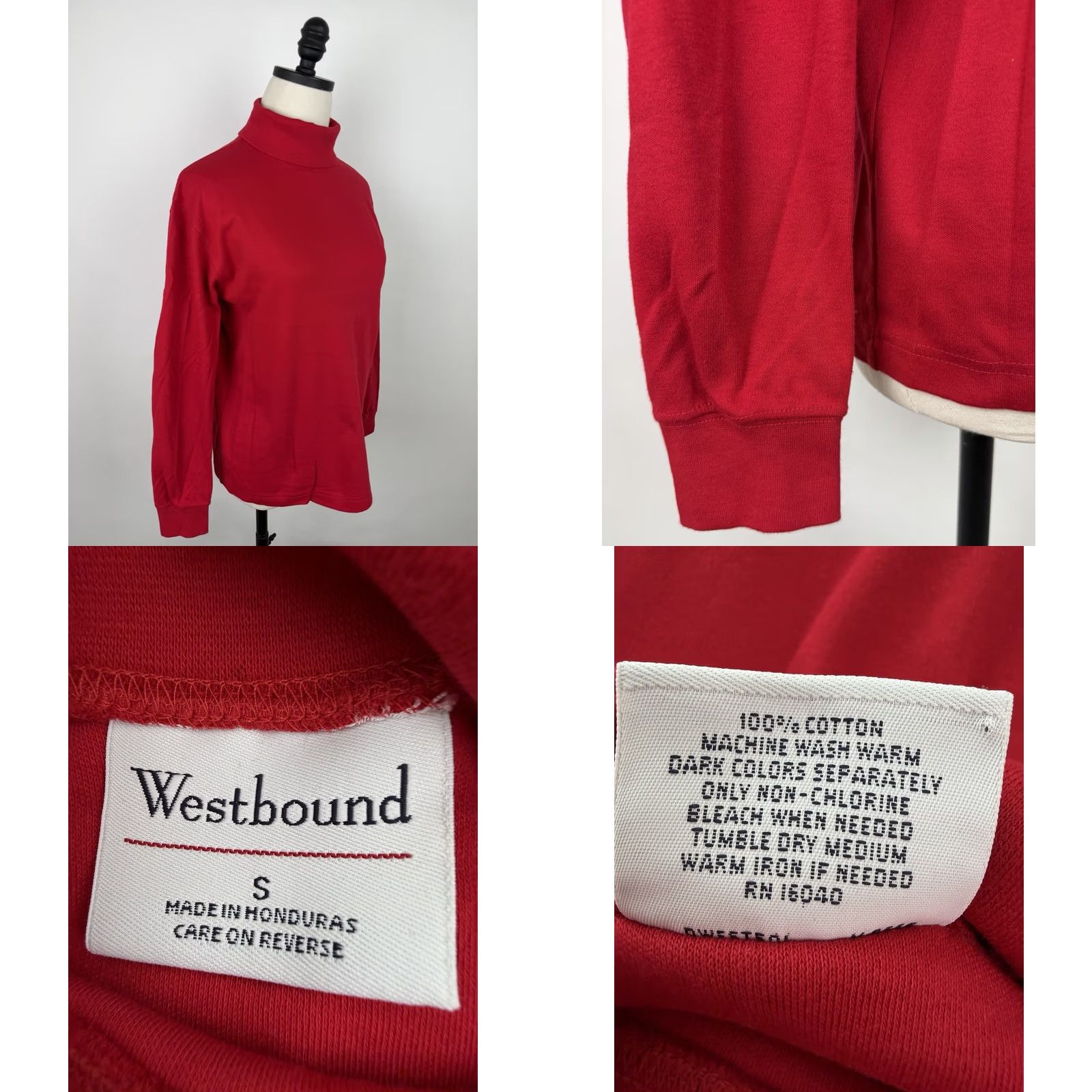 Vintage VINTAGE Westbound Shirt Women XS? 90s Long Sleeve Turtleneck Red Cotton Knit Minimal Retro Size S / US 4 / IT 40 - 8 Thumbnail