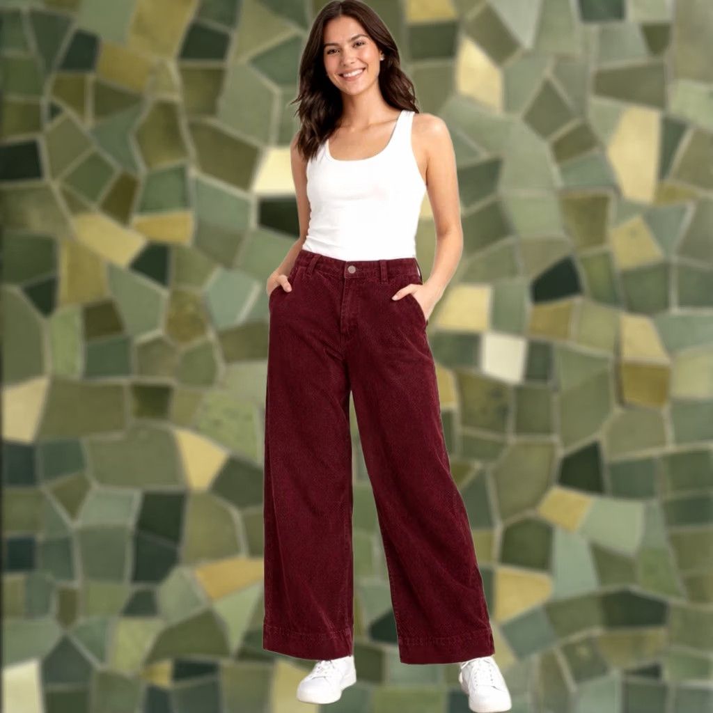 Old Navy Old Navy Pants Womens 10 Maroon High Rise Wide Leg Corduroy Office Siren Y2K Size 32" / US 10 / IT 46 - 1 Thumbnail