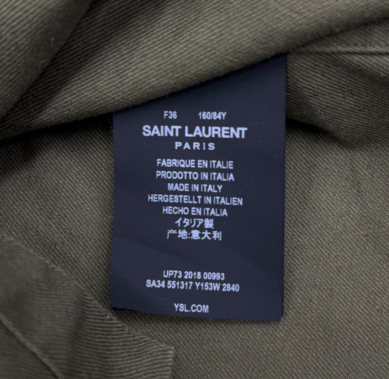 Saint Laurent Paris × Yves Saint Laurent Saint Laurent Rope Army Green Denim Jacket2412-Nextarrow Size XS / US 0-2 / IT 36-38 - 4 Thumbnail