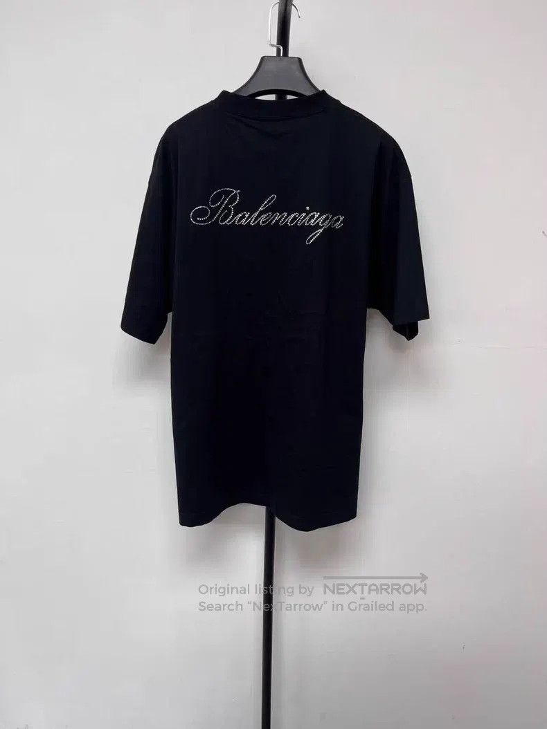 Balenciaga Balenciaga Logo Crystal Flat Grain Short Sleeve Off-Should Size S / US 4 / IT 40 - 1 Thumbnail