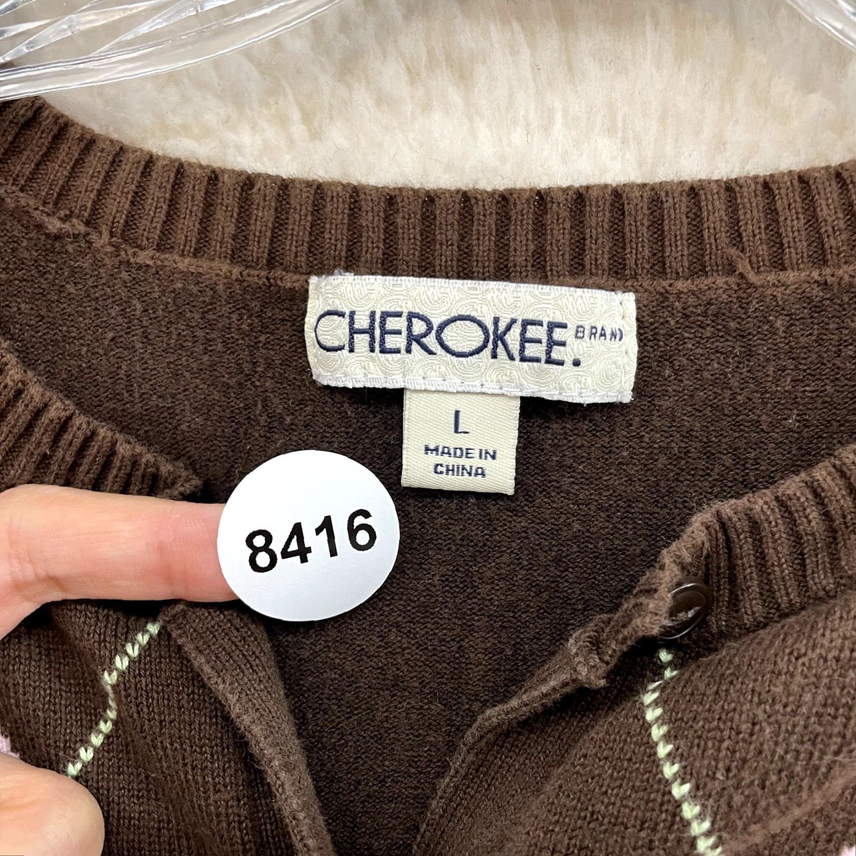 Cherokee VINTAGE Y2K Cardigan Brown Pink Argyle Diamond Preppy Academia Corpcore Large L Womens M/L Cherokee Knit Shirt Size L / US 10 / IT 46 - 8 Thumbnail
