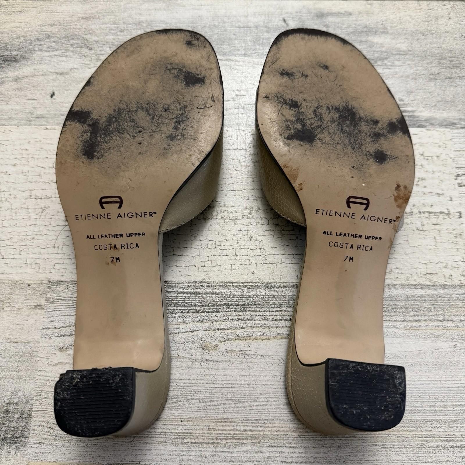 Etienne Aigner Y2k Beige Kitten Leather Snake Print Heels Sz 7 Size US 7 / IT 37 - 6 Thumbnail