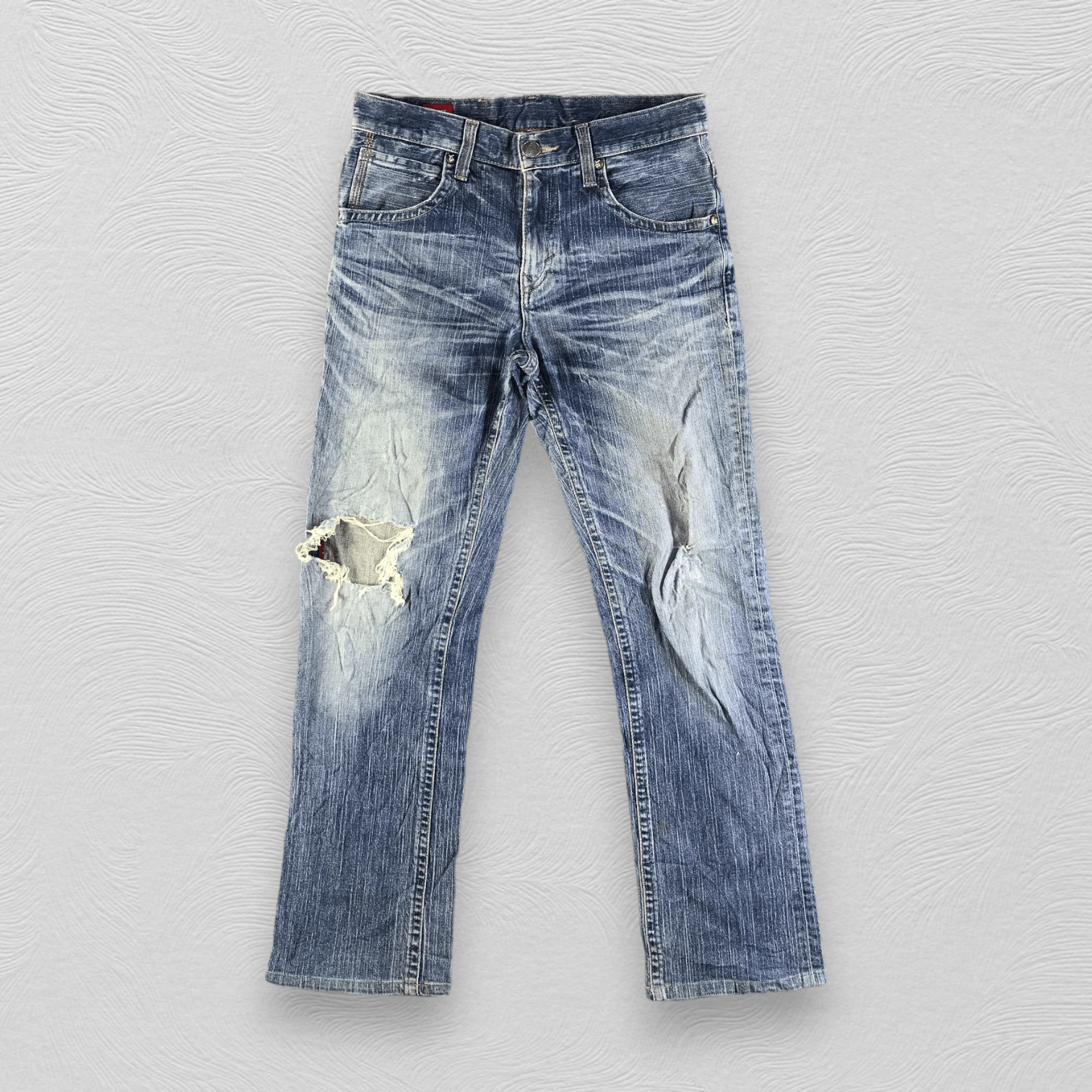 image of Edwin Blue Trip Jeans Ripped Denim Kj3048, Men's