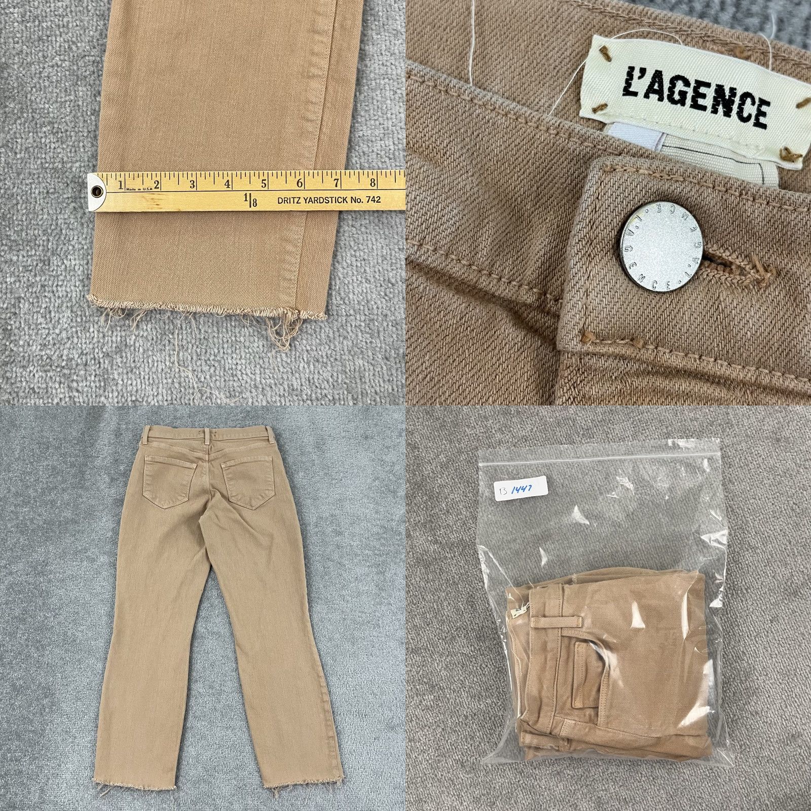 L'AGENCE L'agence Pants Womens Sz 25 / 26" Sada Cropped Slim High Rise Light Mocha Brown Jeans Pants Cropped Slim Fall Spring Summer Womens Size 42" / US 20 - 8 Thumbnail