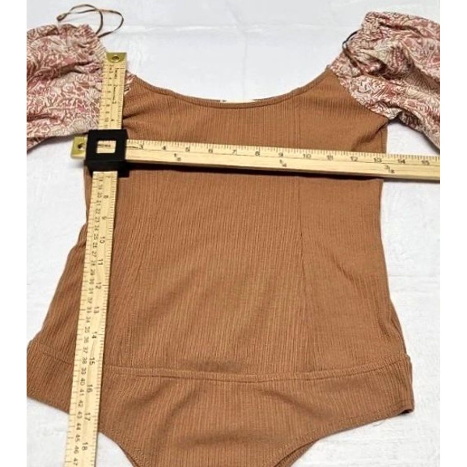 Vintage Promesa Boho Peasant Bodysuit Blouse Womens Size Medium Long Sleeve Floral Brown Balloon Sleeve Size M / US 6-8 / IT 42-44 - 7 Thumbnail